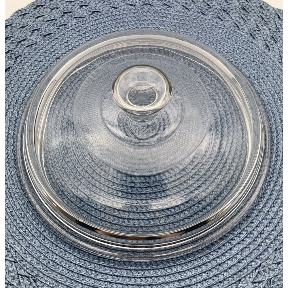 Clear Glass 7.5" Outer Rim Round LID with Round Knob Inner Rim 6.5" No Damage